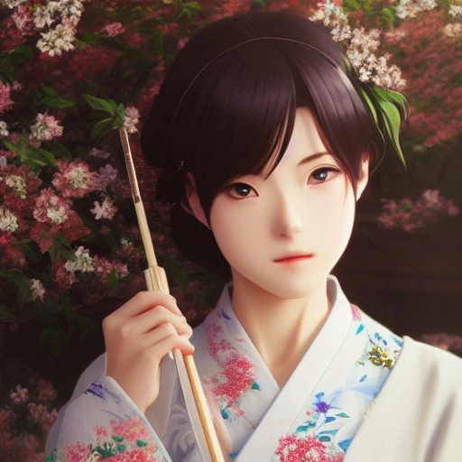 72845-1-highly detailed painting woman, ultra realistic kimono, studio lighting, intricate, highly detailed pupils, 4 k uhd image, art b.webp